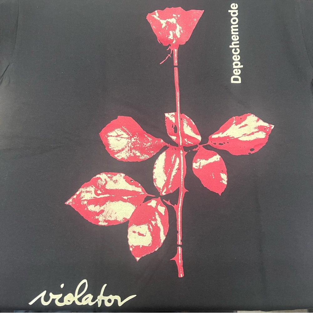 Depeche Mode Black T-Shirt with Red Rose Design